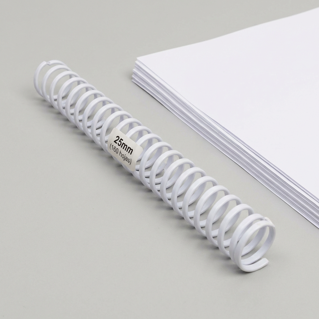 Espiral plastico 25mm (160 hojas) Blanco